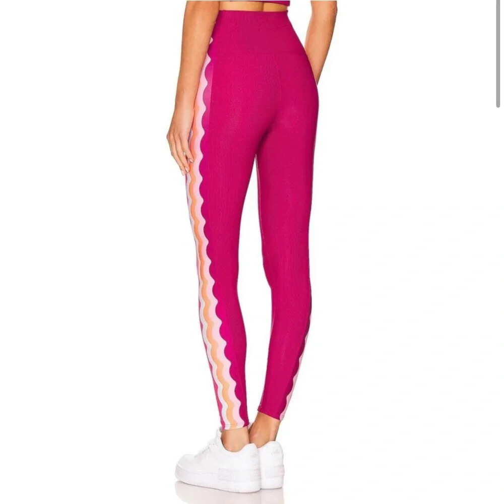 BEACH RIOT Megan Leggings Wave high rise ribbed pink athleisure NWOT SZ XS - Picture 2 of 7